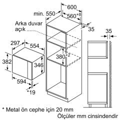 Bosch BFL524MW0 20 lt Beyaz Ankastre Mikrodalga Fırın