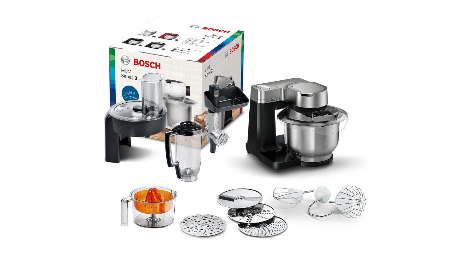 BOSCH MUMS2VM40 Mutfak Makinesi MUM Serie I 2 900 W Siyah, Gümüş