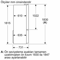 Bosch KFN96VPEA Gardırop Tipi No Frost Buzdolabı