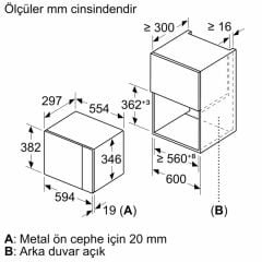 Bosch BEL524MS0 20 lt Siyah Ankastre Mikrodalga Fırın