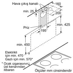 Bosch DWK095G60T Siyah Duvar Tipi Davlumbaz