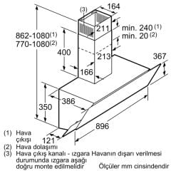 Bosch DWK095G60T Siyah Duvar Tipi Davlumbaz