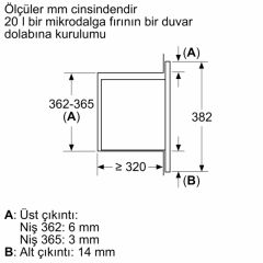 Bosch BFL623MB3 20 lt Siyah Ankastre Mikrodalga Fırın