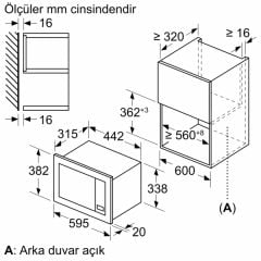 Bosch BFL623MB3 20 lt Siyah Ankastre Mikrodalga Fırın