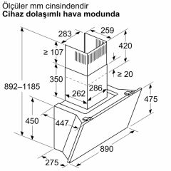 Bosch DWK91LT60 Siyah Cam Duvar Tipi Davlumbaz