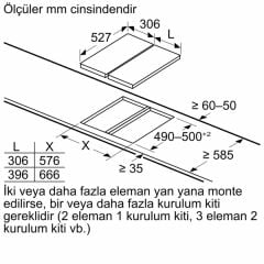 Bosch PRB3A6B70 Siyah Ankastre Domino Ocak